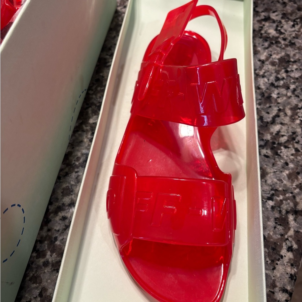 Off-White Women's Sandals - Vibrant Red